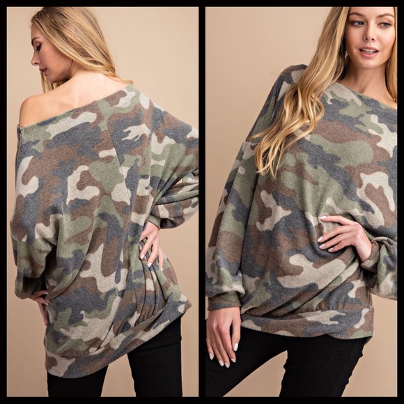 CLEARANCE-FIRM‼️Brushed Knit Camo Top-Olive - Picture 8 of 8